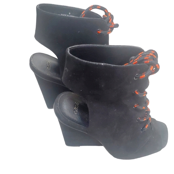 ASOS Black NUBUCK Lace Peep Toe Wedges SIZE 8 - Picture 5 of 5